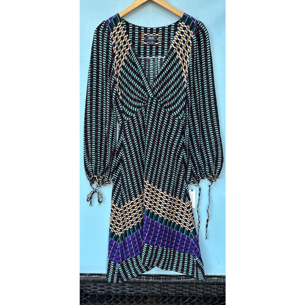 Anthropologie Purple and Green Long Sleeve Sundress